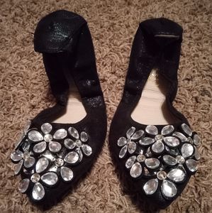 Ballet black flats with rinestones